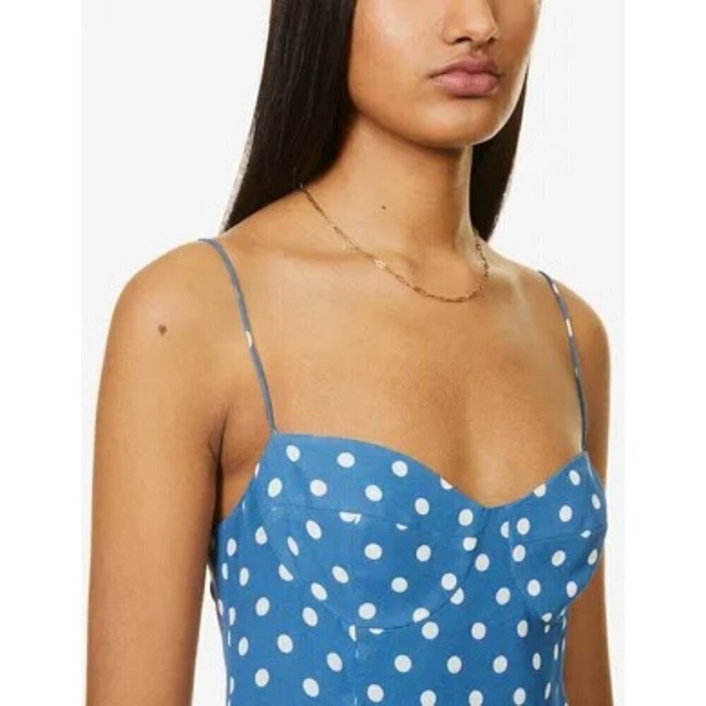 💕REFORMATION💕 Juliette Dress ~ Lazuli Blue Polka Dot Print 6 - Picture 6 of 14